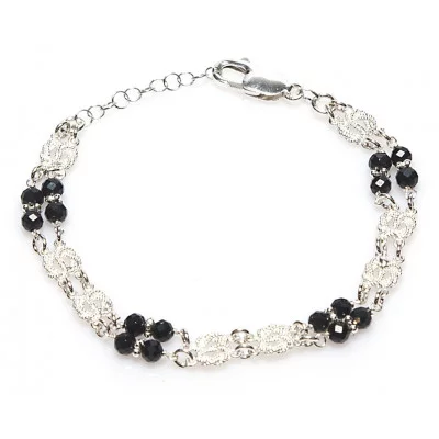 Mattenklopper armband ogri ai zilver | Surinaamse armband zwarte kralen