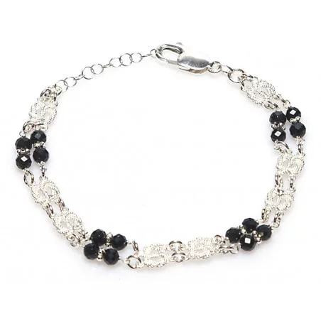 Mattenklopper armband ogri ai zilver | Surinaamse armband zwarte kralen