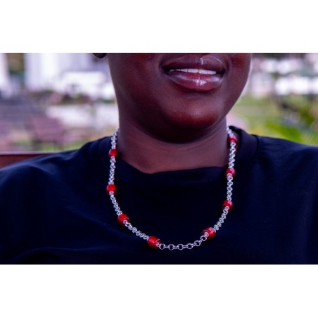 Surinaamse ketting rode kralen | Surinaamse kralen ketting | Ingi boka ketting