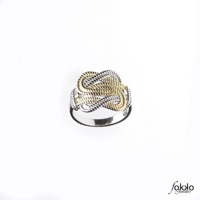 Surinaamse mattenklopper ring zilver/goud
