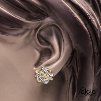 Surinaamse mattenklopper oorbellen zilver met goud van Fokko Design 2