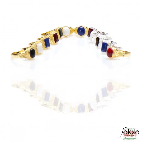 Vierkante steen ring | Surinaamse ring | Zilveren Surinaamse ring