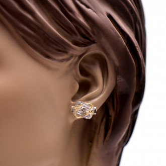 Mattenklopper oorbellen zilver goud Swarovski 2