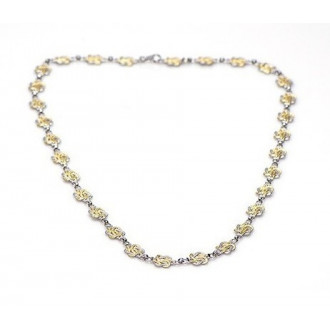 Zilveren met gouden mattenklopper ketting | Fokko Design