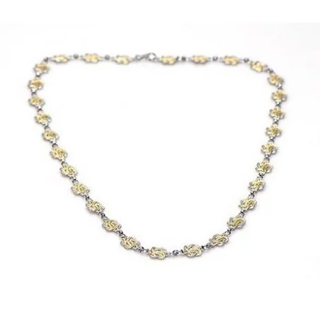 Zilveren met gouden mattenklopper ketting | Fokko Design